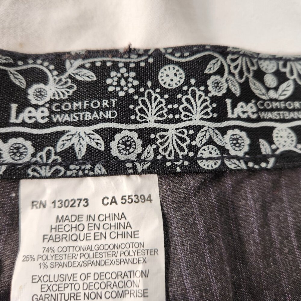 Lee Women's Comfort Waistband Pants Black with Striped 16P Sz Petite 16 Pockets - Picture 9 of 11